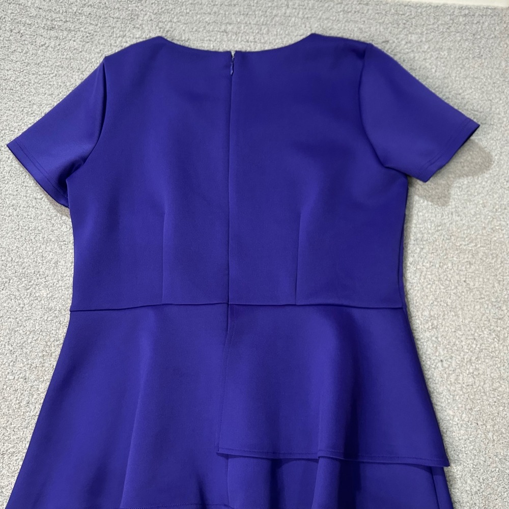 ELOQUII Peplum Top Wrap Layered Hem 14 Royal Purple Short Sleeve Office Chic - Picture 3 of 7